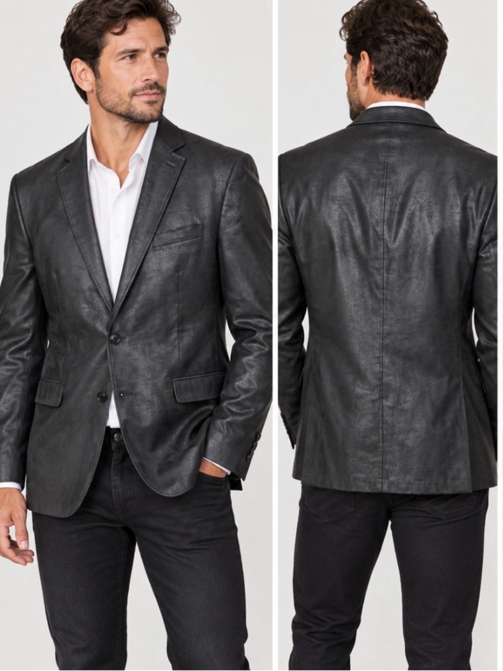 MICHAEL Michael Kors Men’s Black Coated Blazer Jacket 42L Paisley Lining